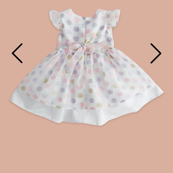 Pantaloons muliticolored polka dot white baby frock with hair band - Picture 2 of 7